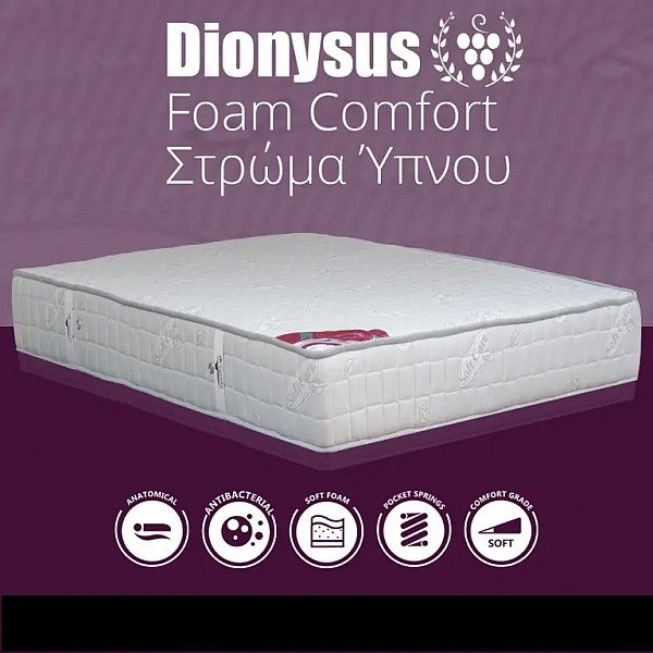 Ypnos Dionysus Comfort Μονό Ανατομικό Στρώμα 90x190x22cm με Ανεξάρτητα Ελατήρια