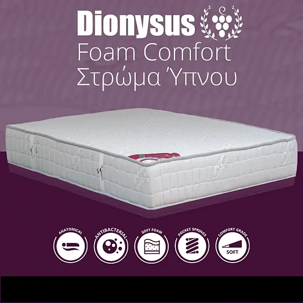 Ypnos Dionysus Comfort Ημίδιπλο Ανατομικό Στρώμα 110x200x22cm με Ανεξάρτητα Ελατήρια Ypnos Dionysus Comfort Ημίδιπλο Ανατομικό Στρώμα 110x200x22cm με Ανεξάρτητα Ελατήρια